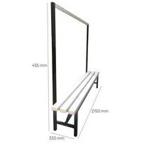 Banc patère 2150 mm PVC blanc avec 16 crochets - Image 4