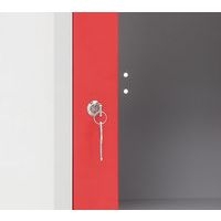 Vestiaire porte transparente 4 cases - 1 colonne lg 40cm Gris/Rouge - Image 3