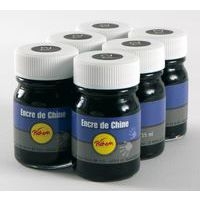 Flacon 50ml encre de Chine noire Pichon (lot de 6 flacons) - Image principale