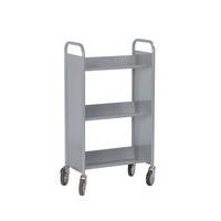 Chariot à livres 3 tablettes inclinées simple face gris 7040 - Image principale