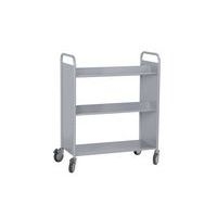 Chariot à livres 4 tablettes inclinées+1 droite double face gris 7040 - Image 3