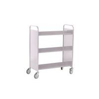 Chariot à livres 6 tablettes inclinées double face gris 7036 - Image 2