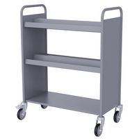 Chariot à livres double face, 4 bacs CD/DVD coloris gris alu RAL 9006 - Image principale