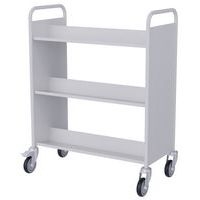 Chariot à livres 6 tablettes inclinées double face blanc 9003 - Image 3