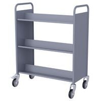 Chariot à livres 6 tablettes inclinées double face gris 7040 - Image 3