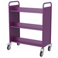 Chariot à livres 6 tablettes inclinées double face prune 4006 - Image 2