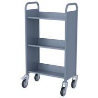 Chariot à livres 3 tablettes inclinées simple face gris 7040 - Image 2