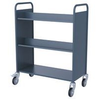 Chariot à livres 4 tablettes inclinées+1 droite double face bleu gris 7031 - Image 2