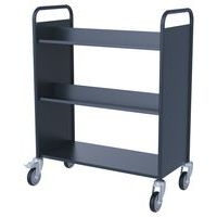 Chariot à livres 4 tablettes inclinées+1 droite double face anthracite 7016 - Image 2