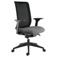 Fauteuil Max accoudoirs 3D dossier résille noire assise gris moyen - Image principale
