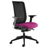 Fauteuil Max accoudoirs 3D dossier résille noire assise magenta - Image principale