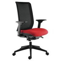 Fauteuil Max accoudoirs 3D dossier résille noire assise rouge - Image principale