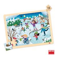 Lot de 4 puzzles 'Les saisons' de 15 pièces en bois. - Image 3