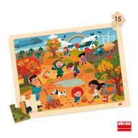 Lot de 4 puzzles 'Les saisons' de 15 pièces en bois. - Image 6
