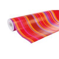 Rouleau papier cadeau 60g, 50x0,70m Rayures rouge/or/rose - Image principale