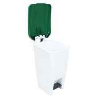 Poubelle mobile à pédale 60 L blanc couvercle vert - Image 8