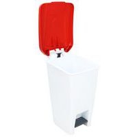 Poubelle mobile à pédale 60 L blanc couvercle rouge - Image 6