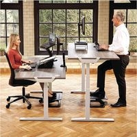 Bureau réglable Levado -Piètement blanc Plateau 180cm Noyer - Image 4