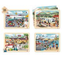 Lot de 4 puzzles 'Les transports' de 35 pièces en bois. - Image 7