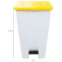 Poubelle mobile à pédale 120 L Blanc / Jaune - Manutan - Image 9