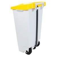 Poubelle mobile à pédale 120 L Blanc / Jaune - Manutan - Image 9