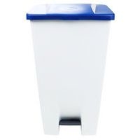 Poubelle mobile à pédale 120 L Blanc / Bleu - Manutan - Image 4