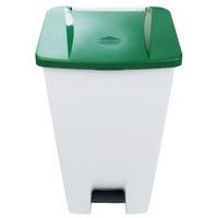 Poubelle mobile à pédale 120 L Blanc / Vert - Manutan - Image 7