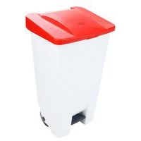 Poubelle mobile à pédale 120 L Blanc / Rouge - Manutan - Image principale