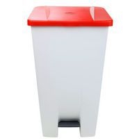 Poubelle mobile à pédale 120 L Blanc / Rouge - Manutan - Image 7