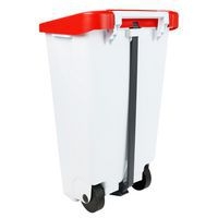 Poubelle mobile à pédale 120 L Blanc / Rouge - Manutan - Image 5