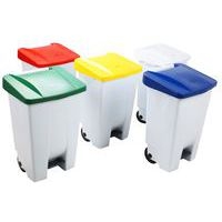 Poubelle mobile à pédale 80 L Blanc  - Manutan - Image 7