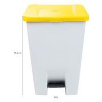 Poubelle mobile à pédale 80 L Blanc / Jaune  -  Manutan - Image 8