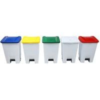 Poubelle mobile à pédale 80 L Blanc / Bleu - Manutan - Image 10