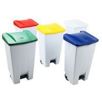 Poubelle mobile à pédale 120 L Blanc / Vert - Manutan - Image 3