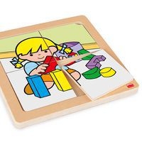 Lot 4 puzzles de 4 pièces en bois sur plateau plastique - Image 2