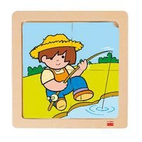 Lot 4 puzzles de 4 pièces en bois sur plateau plastique - Image 3