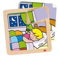 Lot 4 puzzles de 6 pièces en bois sur plateau plastique - Image 3