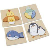 Lot 4 puzzles bois animaux thumbnail image 2