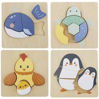 Lot 4 puzzles bois animaux - Sapin Malin