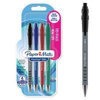 Blister 4 stylos gel Flex Grip rétractable assortis - Papermate