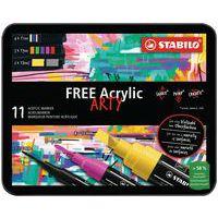 Kit de 11 feutres free acrylique pointes mixtes - Stabilo