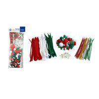 Pack Noël pompons , yeux mobiles, chenilles, 300 pièces assorties