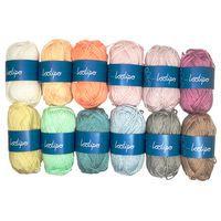 Lot 12 pelotes de laine 55 m couleurs pastels