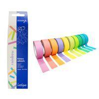 Lot 10 rubans adhésifs 15 mm x 10 m couleurs pastel