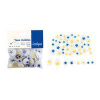 Sachet de 52 yeux mobiles adhésifs étoile ø 1 à 2 cm