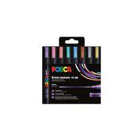 Boite 8 markers metallisés pointe moyenne conique 2.5 mm - Posca