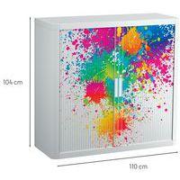 Armoire Easy Office haut.104 cm corps blanc rideaux décor Tâches - Image 2