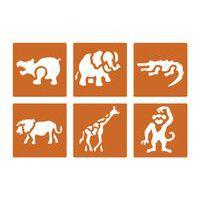 Pochoir plastique lavable 14,5 x 14,5 cm (Pochette de 6) - Animaux de la jungle - Image principale