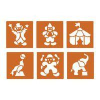 Pochoir plastique lavable 14,5 x 14,5 cm (Pochette de 6) - Le cirque - Image principale