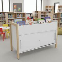 Bac albums/BD Ellipse structure bois avec stockage portes coulissantes - Image 3